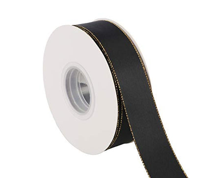 1" Inch Double Faced Satin Ribbon 25 Yards with Gold Edges