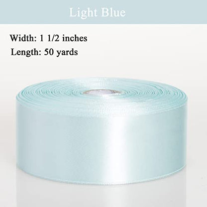 1 1 2 Inch Light Blue Solid Satin Ribbon for Gift Wrapping