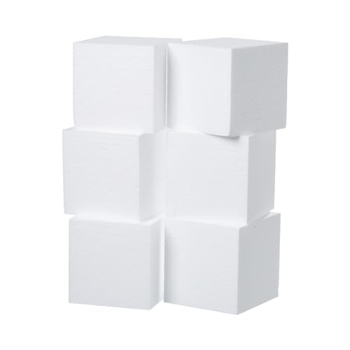 4x4x4in Square Foam Blocks 6 Pack Polystyrene for Arts & Crafts