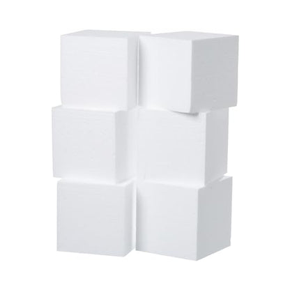 4x4x4in Square Foam Blocks 6 Pack Polystyrene for Arts & Crafts