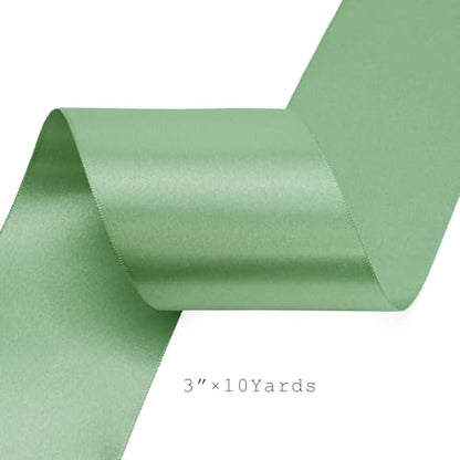 Sage Green Satin Ribbon 3 Inch x 10 Yards Double Faced