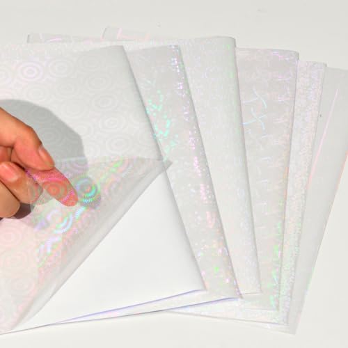 36 Sheets Holographic Laminate Sheets 8.5x11 Inch Self Adhesive 6 Patterns (36 Count)