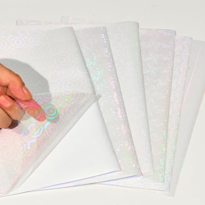36 Sheets Holographic Laminate Sheets 8.5x11 Inch Self Adhesive 6 Patterns (36 Count)