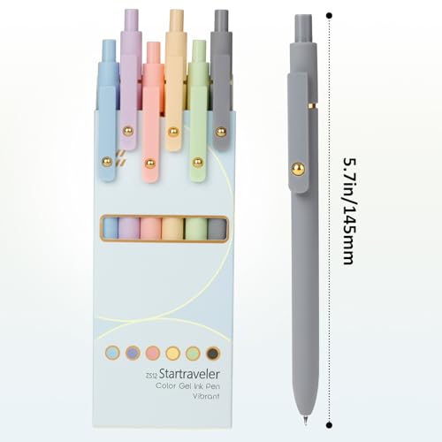 Colored Gel Pens 6 Pack 0.7mm Medium Point Pens for Journaling (6 Count)