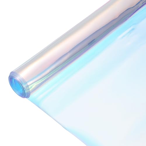 Holographic Clear PVC Vinyl Film Holographic PVC Fabric Waterproof Dichroic Film 12 x 48 Inch for Handbags Bows Earrings DIY Craft