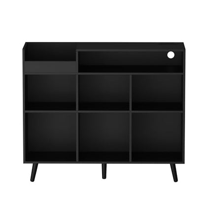 Large Record Player Stand with Vinyl Storage Cabinet