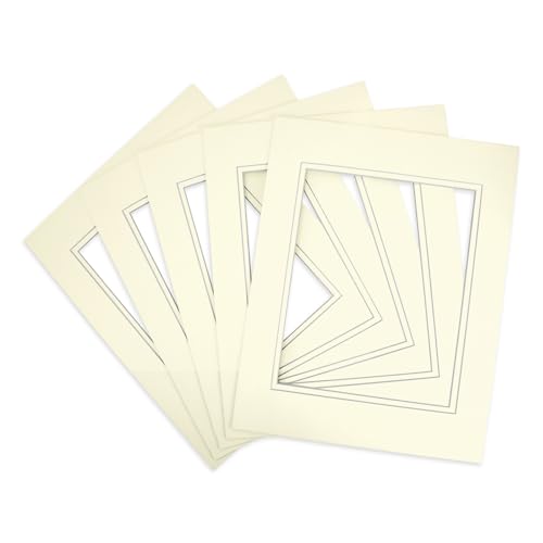 5 Pack Double mat 11x14 for 8x10 Photo Ivory Over Ivory