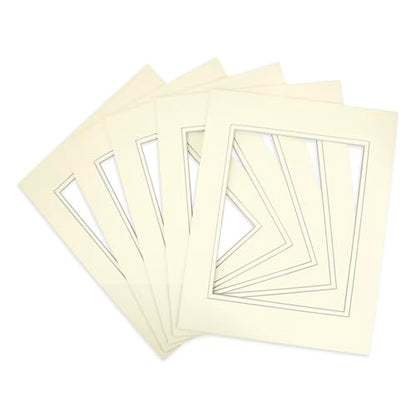 5 Pack Double mat 11x14 for 8x10 Photo Ivory Over Ivory