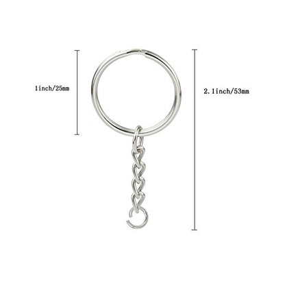 50 Piece Split Key Ring Kit with Chains & Jump Rings (100 Count)