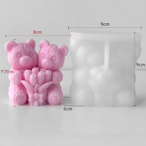 Tulip Flower Bear Heart Cylinder Candle & Resin Mold