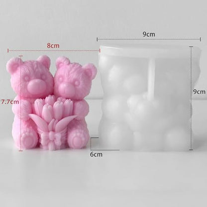 Tulip Flower Bear Heart Cylinder Candle & Resin Mold