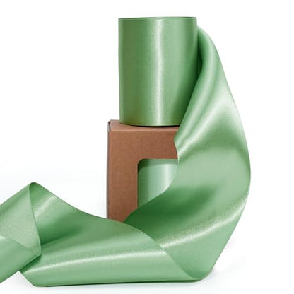 Sage Green Satin Ribbon 3 Inch x 10 Yards Double Faced