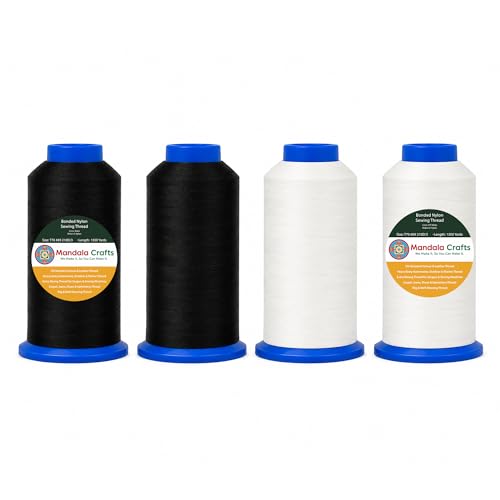 Size 69 210D T70 Black Off White Bonded Nylon Thread 6000YDs (18000 Foot)