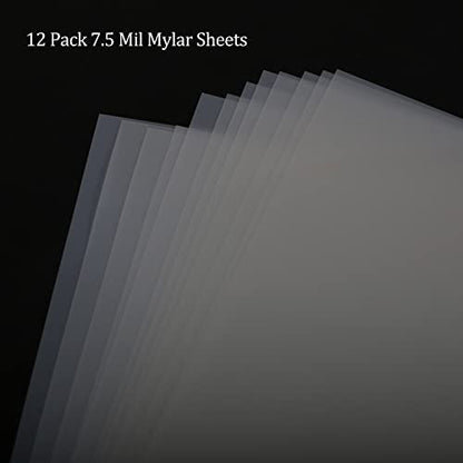 12 Pack 7 mil Blank Stencil Sheets 12 x 24 inch Mylar Sheet (12 Count)