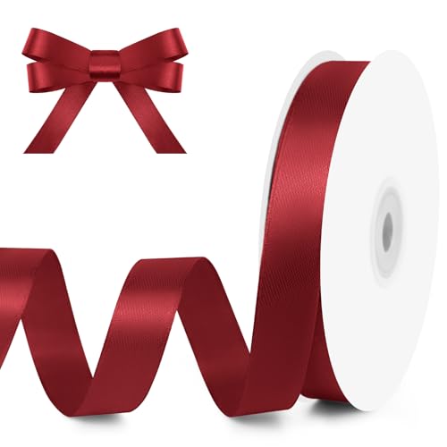 5 8" x 50 Yards Wine Red Satin Ribbon Crafts Gift Wrapping