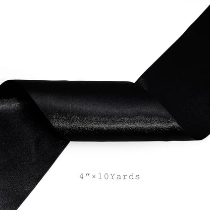 Black Satin Ribbon 4 Inch x 10 Yards Double Faced