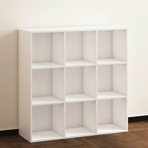 Wooden 9 Cube Storage Organizer with Closed Back Panel (9 Count)