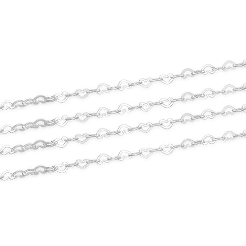 5 Feet Real Sterling Silver Heart Chain Link Findings 3.2x2.1mm (5 Foot)