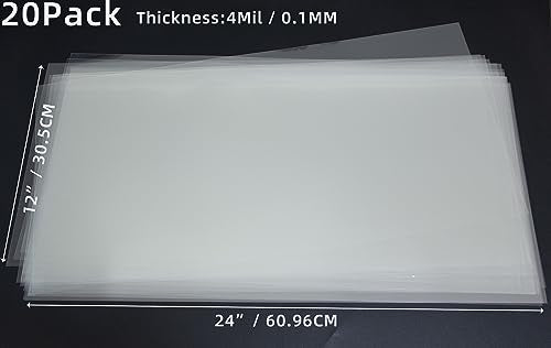 20PCS 4 Mil 12 X 24 Inch Clear Plastic Sheets (20 Count)
