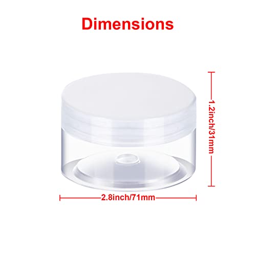 12 Pack 2 oz Plastic Container Jars with Lids Round Clear Travel Cosmetic Container Slime Jars for Toiletries (12 Count)