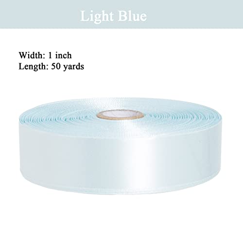 1 Inch Light Blue Solid Satin Ribbon for Gift Wrapping