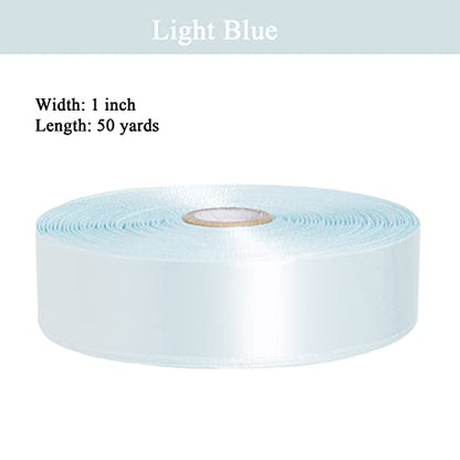 1 Inch Light Blue Solid Satin Ribbon for Gift Wrapping