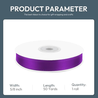 5 8" x 50 Yards Purple Satin Ribbon Crafts Gift Wrapping