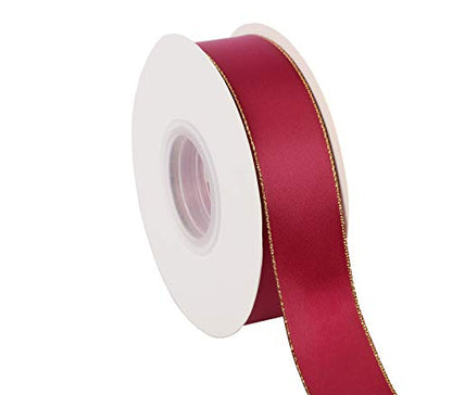 1" Inch Double Faced Satin Ribbon 25 Yards with Gold Edges