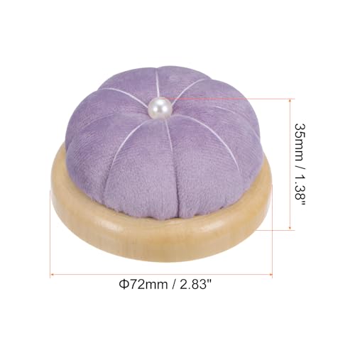 Wooden Base Pin Cushion Japanese Style Cute Needle Holder Pincushions Round for Sewing Quilting Needlework DIY Crafts