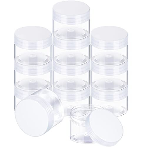 12 Pack 8 oz Plastic Container Jars with Lids Round Clear Travel Cosmetic Container Slime Jars for Toiletries (12 Count)