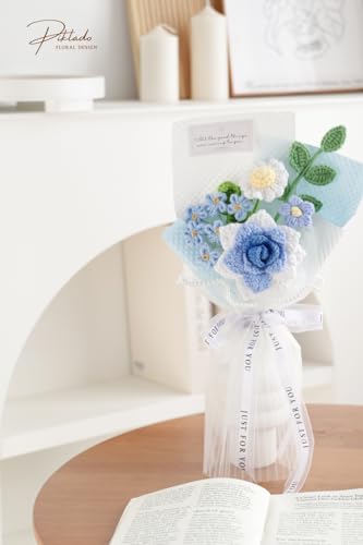 Hand Woven Flower Bouquet Finished for Mother's Day Birthday Gift Crochet Artificial Flower
