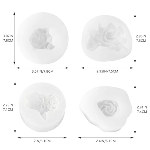 4 Pcs 3D Flower Candle Silicone Molds