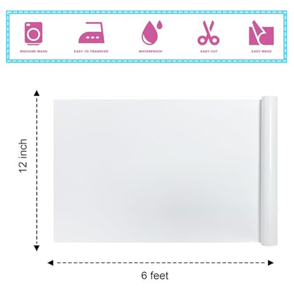 White Glitter HTV Heat Transfer Vinyl 12x6FT Glitter Iron on Vinyl for T Shirts Easy Cut Weed HTV Compatible with Cricut All Cutters White Glitter Heat Transfer Vinyl