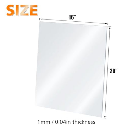 Plexiglass Sheets Acrylic Sheets 12 Pack of 16x20’’ 0.04 Thick Clear Plastic Cast Transparent Plexi Glass for Crafting Projects