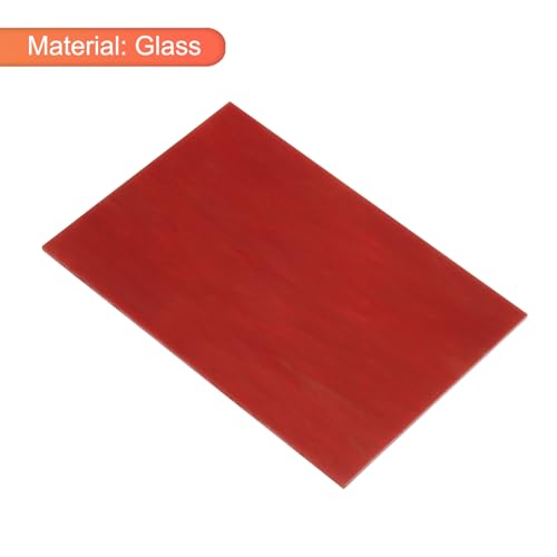 2 Pcs Stained Glass Sheet Mosaic Tile 7.9 Inch x 5.9 Inch Deep Red Stained Glass Sheets for Crafts DIY Art Project