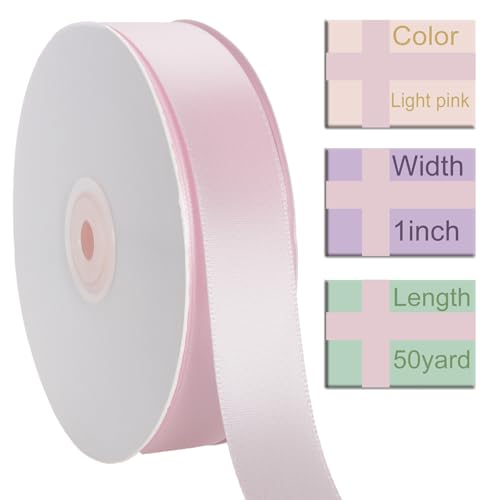 1 Inch Light Pink Ribbon 50Yards