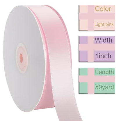 1 Inch Light Pink Ribbon 50Yards