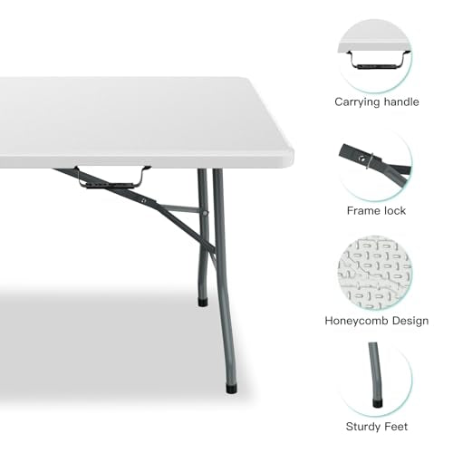 6 ft HDPE Folding Table with Anti