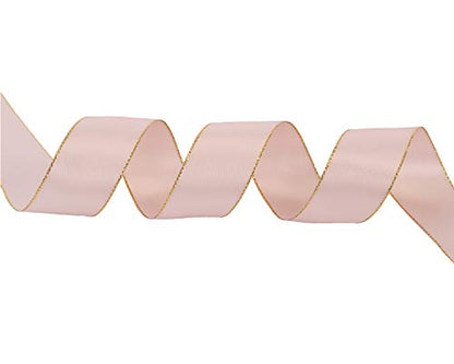 1" Inch Double Faced Satin Ribbon 25 Yards with Gold Edges