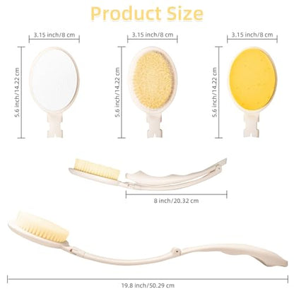 19" Long Handle Shower Sponge Brush Set