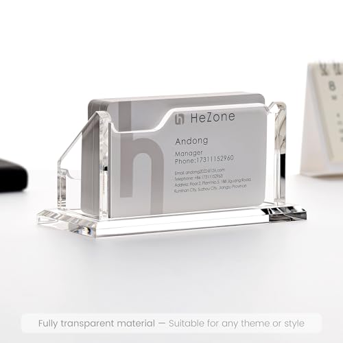 Acrylic Card Holder Clear Horizontal Business Card Organizer Stand for Desk 1 Slots Business Cards Stand for Women and Men
