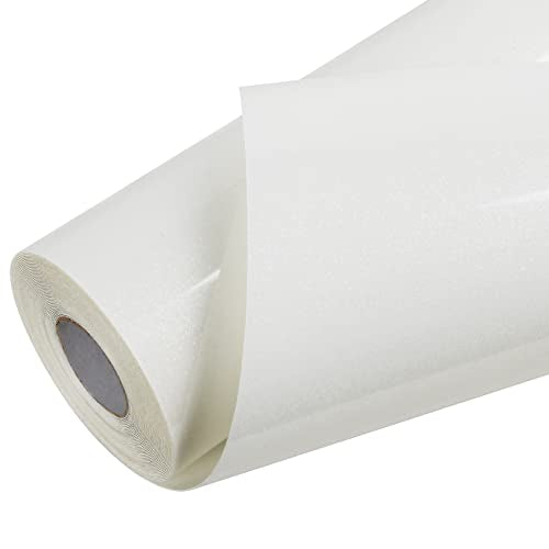 White Glitter HTV Heat Transfer Vinyl Roll 12 inch x 20 ft Sparkly Iron on Vinyl for T Shirts Crafts Bulk