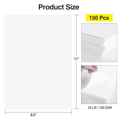 8.5" x 11" White Cardstock Bulk 150 Sheets Construction Paper Card Stock Printer Paper for DIY Art Crafts