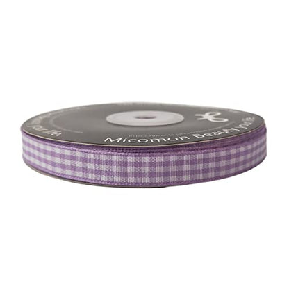 Purple Gingham Plaid Checked Ribbon 25 Yard Each Roll 100% Polyester (75 Foot)