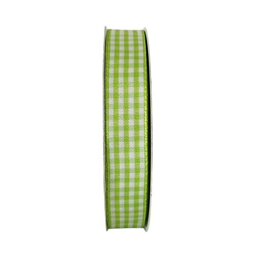 Apple Green Light Green Gingham Plaid Checked Ribbon 25 Yards Each Roll 100% Polyester