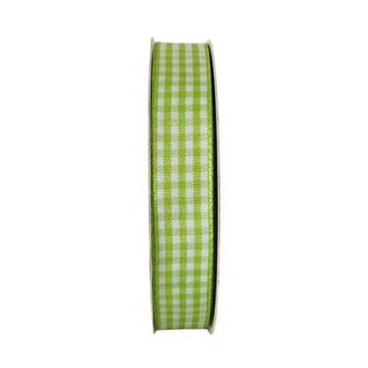Apple Green Light Green Gingham Plaid Checked Ribbon 25 Yards Each Roll 100% Polyester