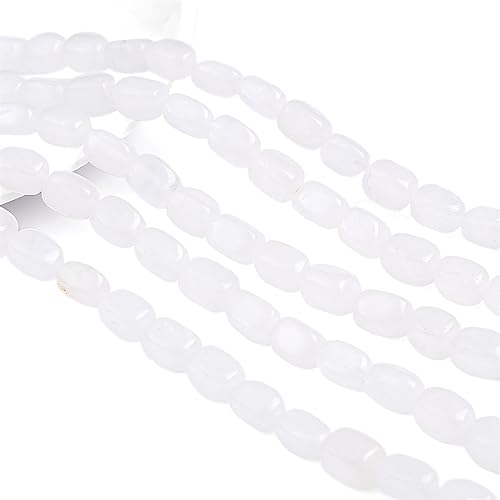Natural White Agate Cuboid Stone Loose Semi Gemstone Beads for Jewelry Making 8mmx12mm 38cm (33 Count)