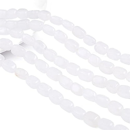 Natural White Agate Cuboid Stone Loose Semi Gemstone Beads for Jewelry Making 8mmx12mm 38cm (33 Count)