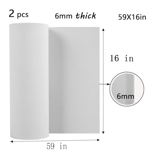 6mm EVA Foam Sheets Roll 16x59in White 2pcs for Cosplay 90kg