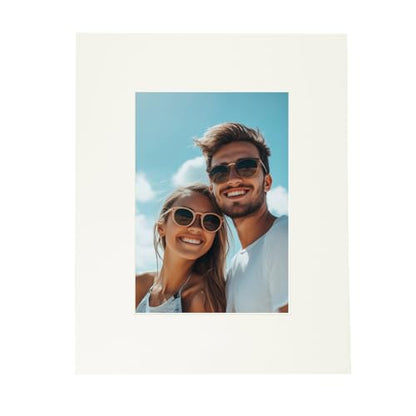 Picture Mats 8 x 10 for 5 x 7 Pictures Acid Free White Core Bevel Cut Frame Mattes for Display Art Measuring